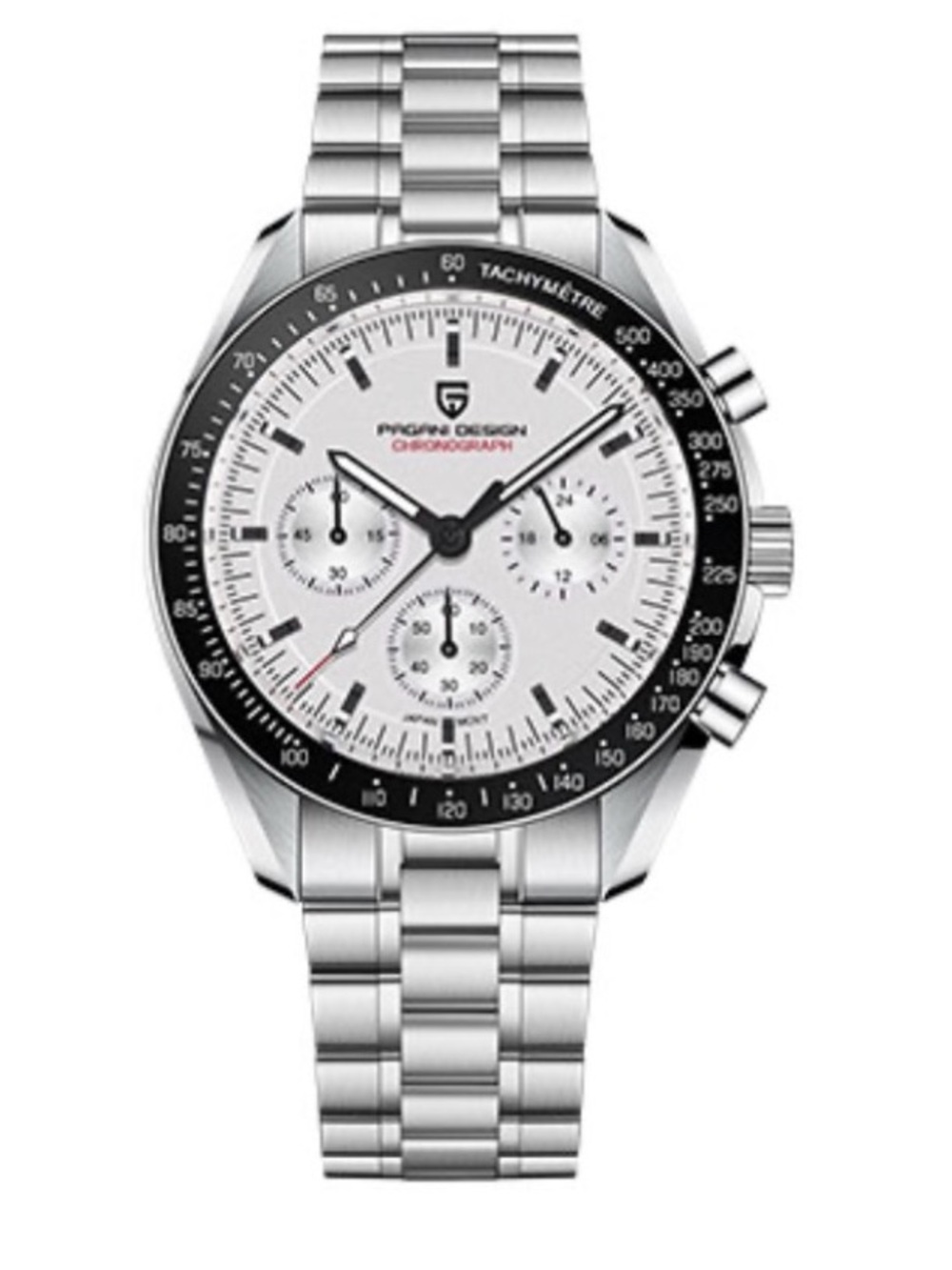 PAGANI DESIGN moon Chronograph Stainless Steel Watch - Silver & White